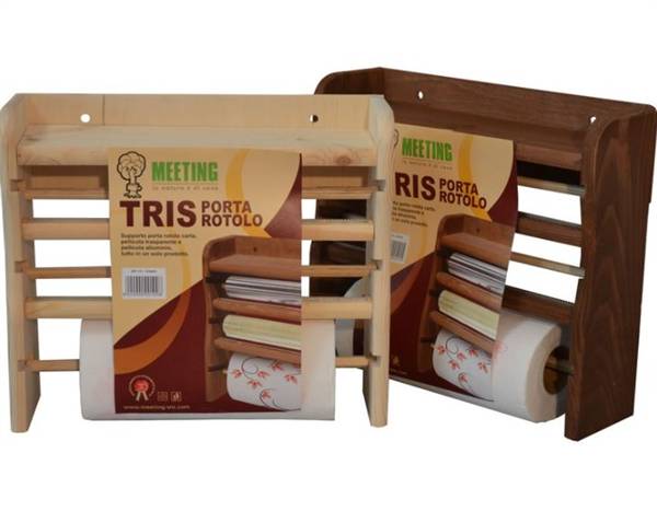 MEETING TRIS PORTAROTOLI LEGNO SCURO 