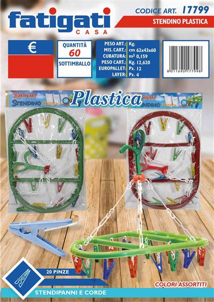 FATIGATI STENDINO PLASTICA 20 PINZE 