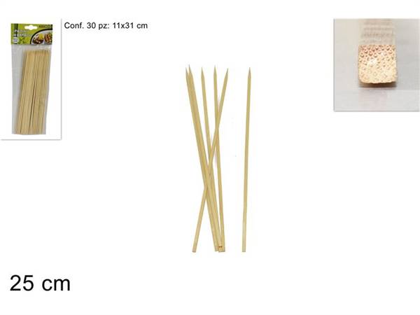 DUE ESSE SPIEDINI IN BAMBOO 30PZ 25CM 