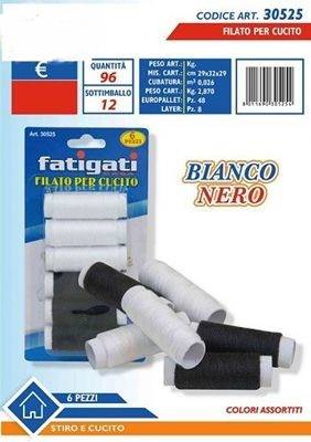 FATIGATI FILATO PER CUCITO 6PZ. BIANCO/N 