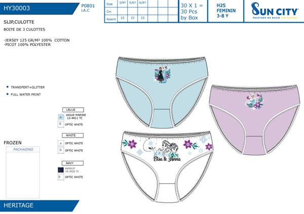SUN CULOTTE 3PZ TG.ASS. FROZEN 30003 