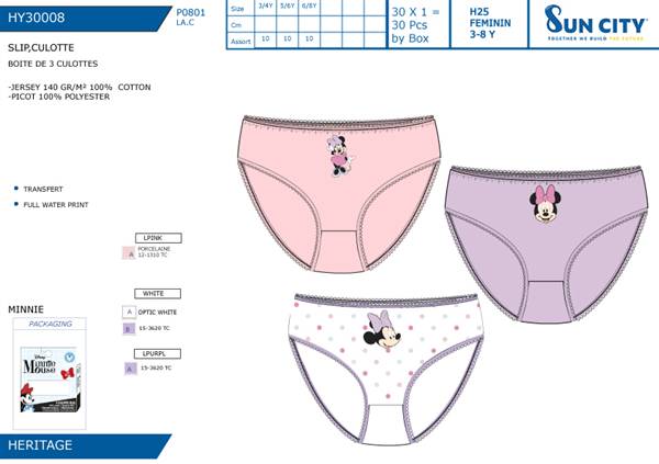 SUN CULOTTE 3PZ TG.ASS. MINNIE 30008 