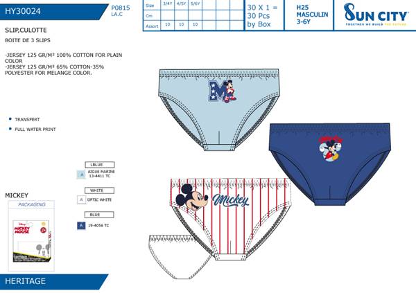 SUN SLIP 3PZ TG.ASS. MICKEY 30024 