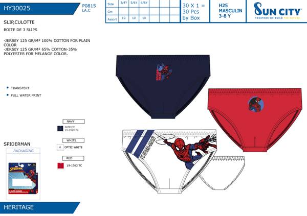 SUN SLIP 3PZ TG.ASS. SPIDERMAN 30025 