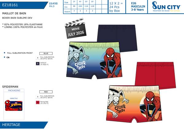 SUN BOXER BAGNO SPIDERMAN EZ18161 