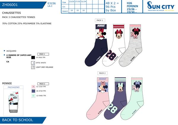 SUN CALZINI TENNIS 3PZ MINNIE ZH06001 