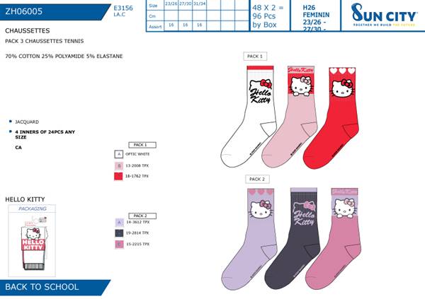 SUN CALZINI TENNIS 3PZ KITTY ZH06005 