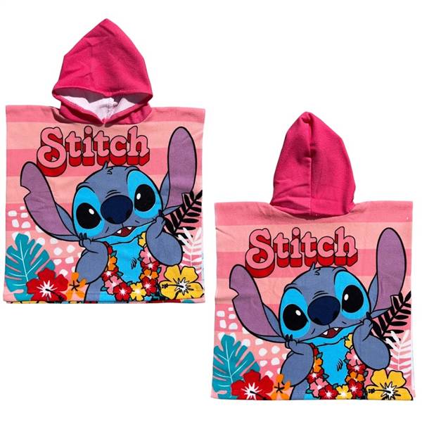 DISNEY PONCHO 50X100 STITCH ROSA 