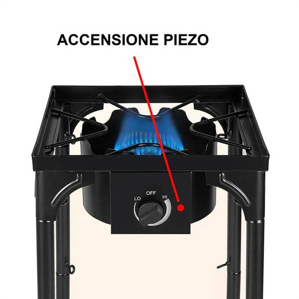 PROJECT FORNELLONE A GAS RIALZATO 40X40XH72 CON GAMBE REGOLABILI