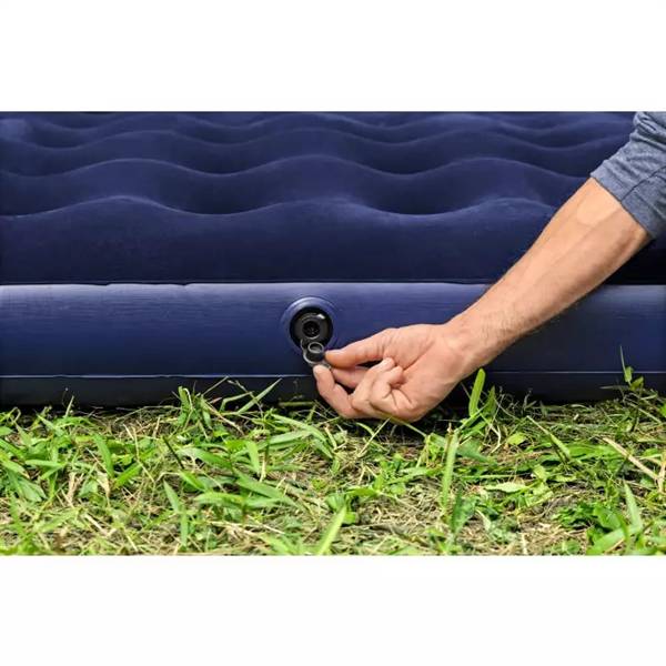 BESTWAY AIRBED BLU FLOCCATO MATRIMONIALE CON POMPA