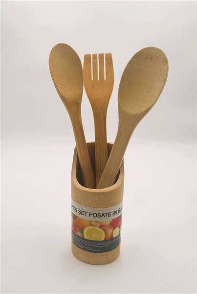 SET MESTOLI IN BAMBOO 3PZ + P/UTENSILI 