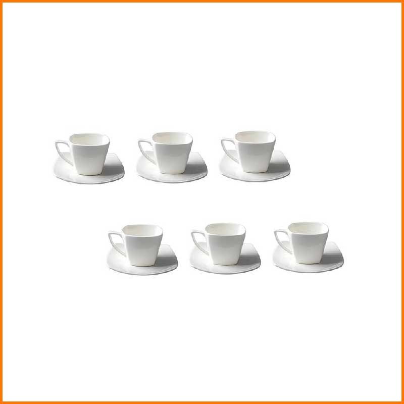 FT SET 6 TAZZE CAFFE C/PIATTINO QUADRA