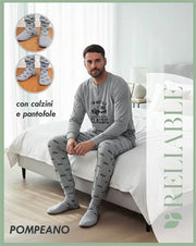 RL PIGIAMA UOMO CALDO COTONE POMPEANO CON CALZINI E PANTOFOLE