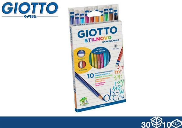 GIOTTO COLORI PASTELLO STILNOVO 10PZ CANCELLABILI