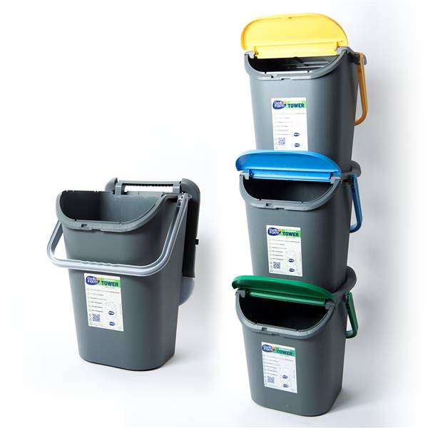 B&F TOWER BIN 40LT C/MANIGLIONE GRIGIO 34 × 38 × 54 CM