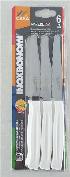 BONOMI COLTELLI TAVOLA 6PZ. CM.11 BIANCO 