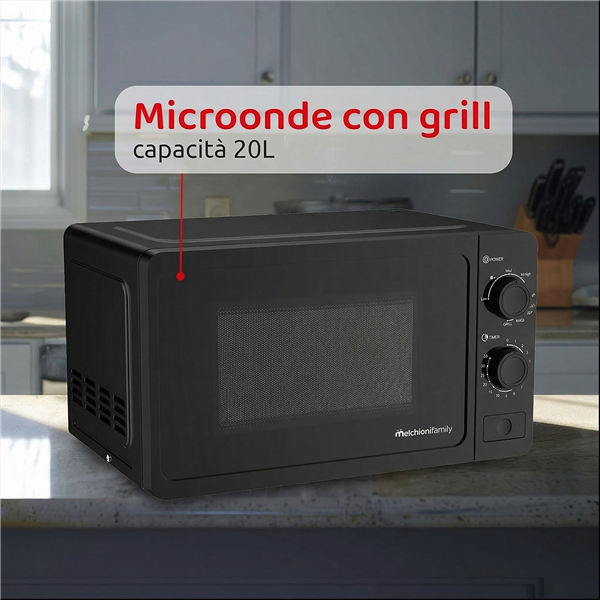 MELCHIONI MICROONDE 20LT CON GRILL ONDA NERO 800W