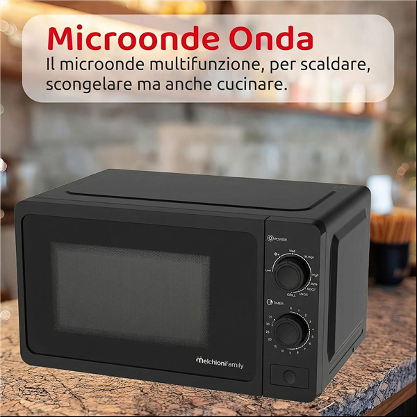 MELCHIONI MICROONDE 20LT CON GRILL ONDA NERO 800W