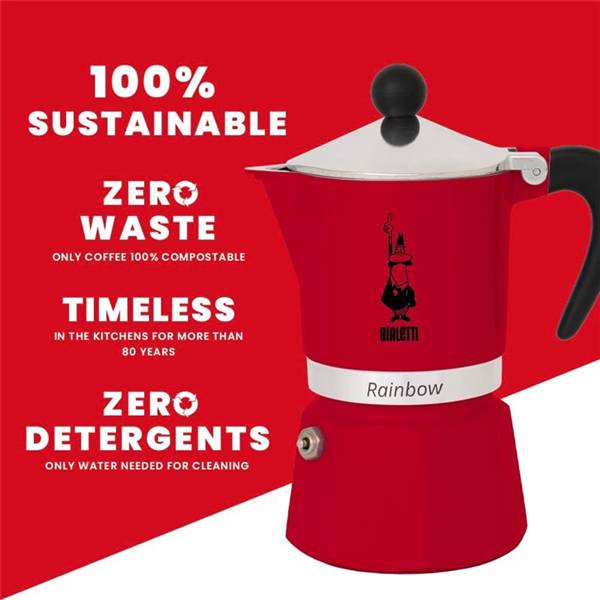 BIALETTI RAINBOW CAFFETTIERA 3TZ ROSSA 