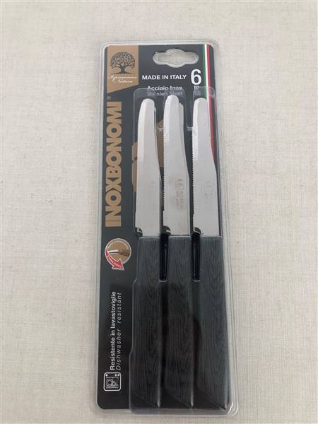 BONOMI COLTELLI TAVOLA 6PZ WOOD NERO 