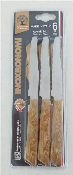 BONOMI COLTELLI TAVOLA 6PZ WOOD ROVERE 