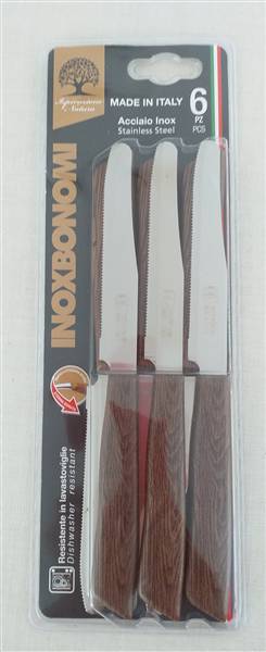 BONOMI COLTELLI TAVOLA 6PZ WOOD MOGANO 