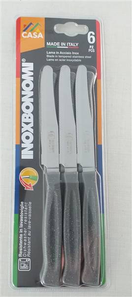 BONOMI COLTELLI TAVOLA 6PZ. CM.11 GRIGIO PIETRA