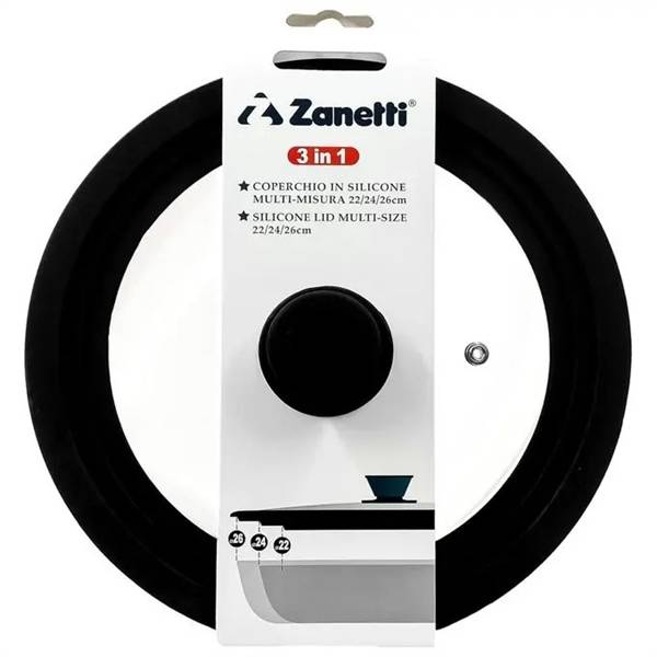 ZANETTI COPERCHIO VETRO CM. 22/24/26 CON GUARNIZIONE SILICONE