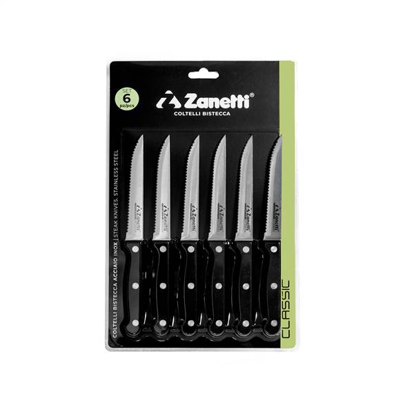 ZANETTI SET 6 COLTELLI BISTECCA RIVETTAT 