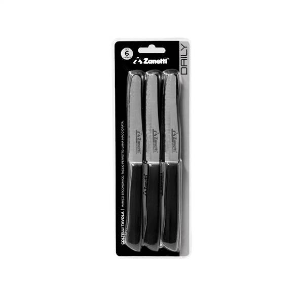 ZANETTI COLTELLI TAVOLA 6PZ NERO DAILY 