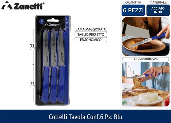 ZANETTI COLTELLI TAVOLA 6PZ BLU DAILY 