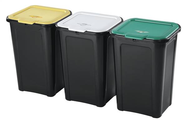 TONTARELLI SET 3 PATTUMIERE 44LT DIFFER COVER LINE 38,5X34,5 ALTEZZA 54CM.