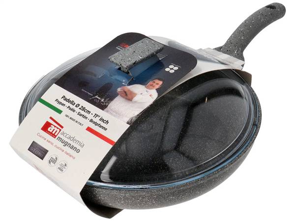 CUORE DI PIETRA PADELLA CM.28 IND C/C INDUZIONE + COPERCHIO VETRO