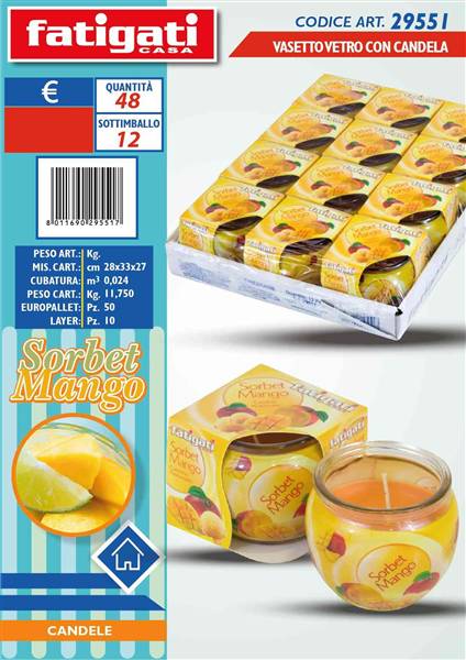 FATIGATI VASETTO VETRO C/CANDELA SORBET 