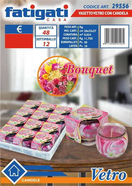 FATIGATI VASETTO VETRO C/CANDELA BOUQUET 