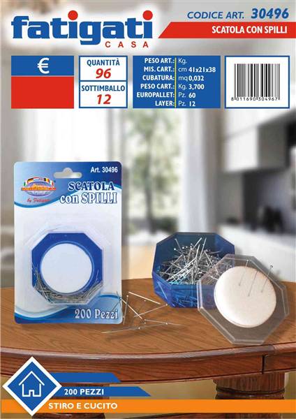 FATIGATI SCATOLA C/SPILLI 200PZ 