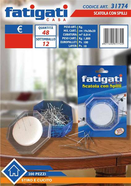 FATIGATI SCATOLA C/SPILLI 200PZ 