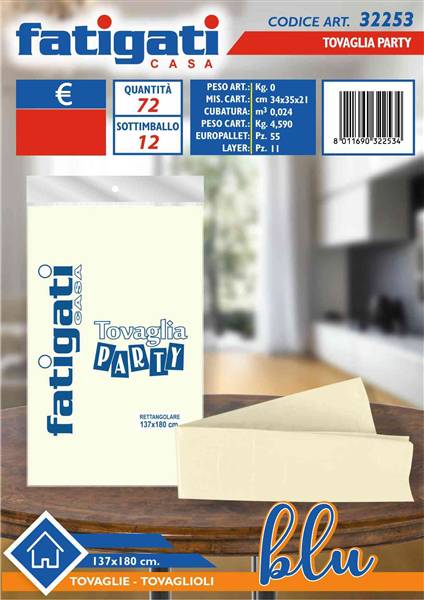 FATIGATI TOVAGLIA PARTY 137X180CM AVORIO 