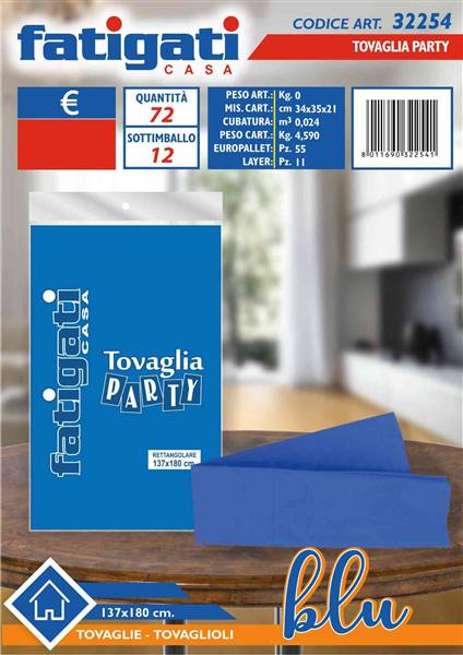 FATIGATI TOVAGLIA PARTY 137X180CM BLU 