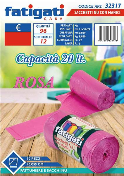 FATIGATI SACCHETTI C/MAN 30PZ 40X55 ROS 