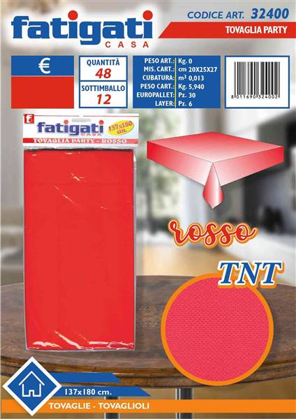 FATIGATI TOVAGLIA PARTY ROSSO 137X180 