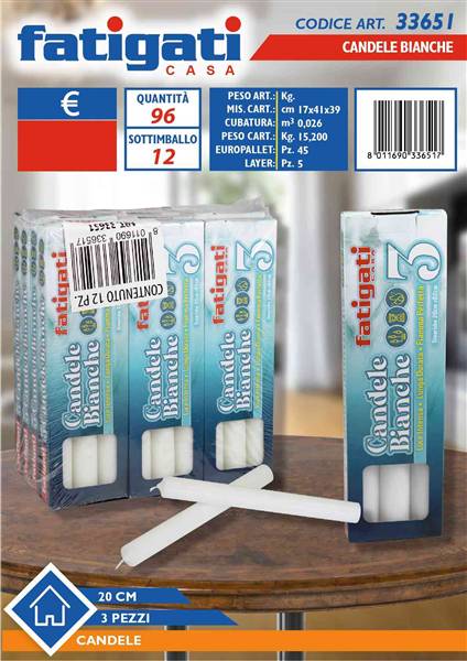 FATIGATI CANDELE BIANCHE 3PZ 