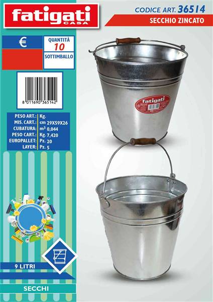 FATIGATI SECCHIO ZINCATO 15LT 