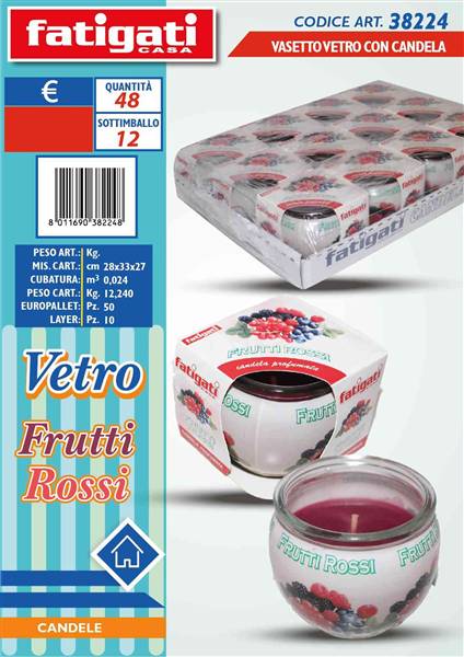 FATIGATI VASETTO VETRO C/CANDELA RED FRU 
