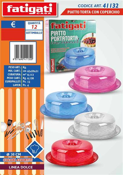 FATIGATI PIATTO TORTA C/COPERCHIO 30CM 