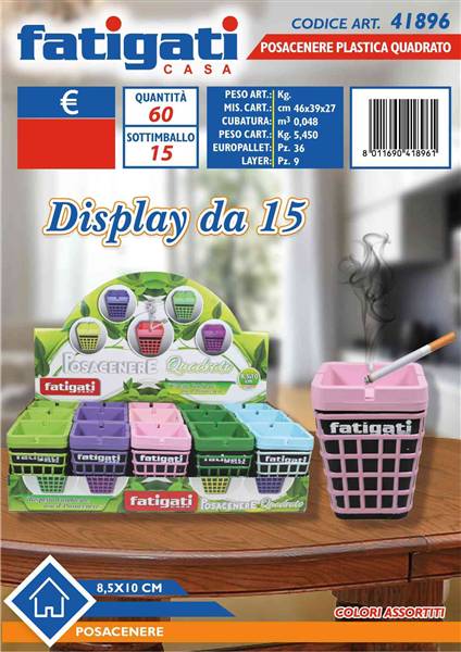 FATIGATI POSACENERE PLASTICA QUADRATO 