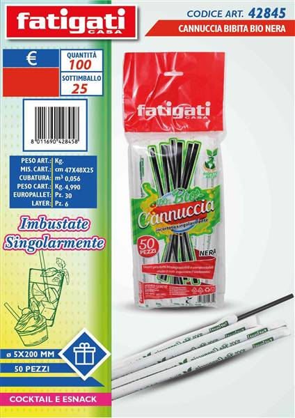 FATIGATI CANNUCCIA BIBITA BIO NERA 50PZ