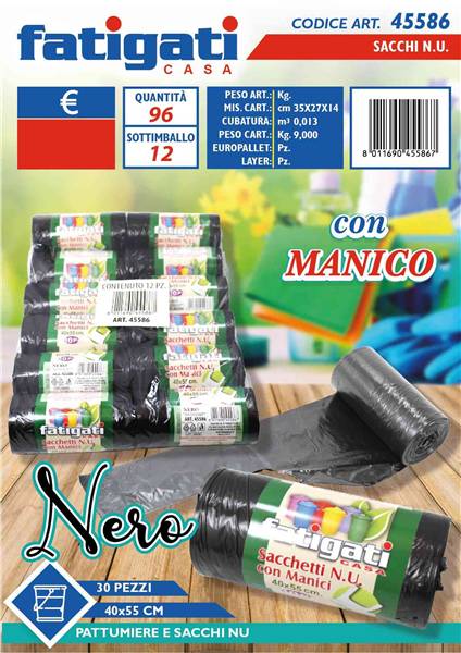 FATIGATI SACCHETTI C/MAN 30PZ 40X55 NERA 