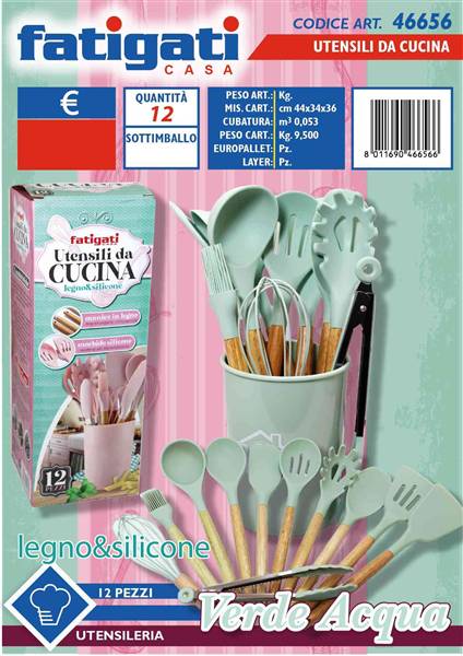 FATIGATI UTENSILI DA CUCINA 12PZ VERDE 
