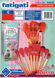 FATIGATI UTENSILI DA CUCINA 12PZ ROSSO 